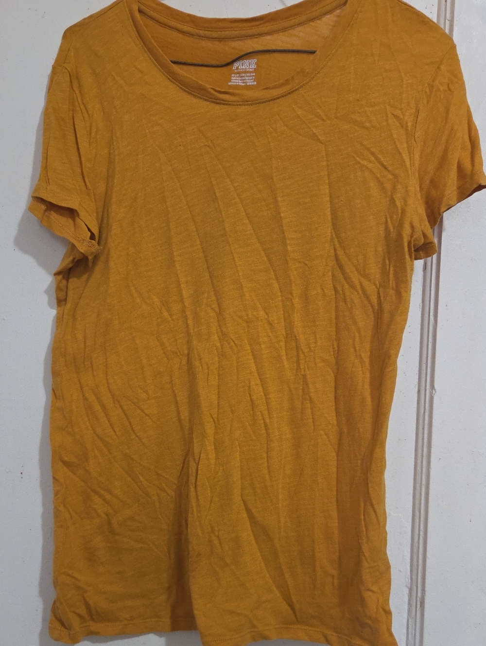 PINK Victoria's Secret Mustard Short Sleeve Tee